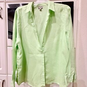 J. Jill Light Green Linen Blouse